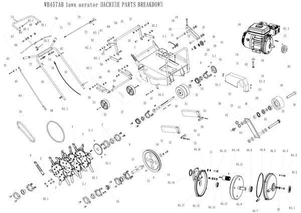 KATALOG CZĘŚCI DO Weibang WB457AB Aerator Spalinowy 